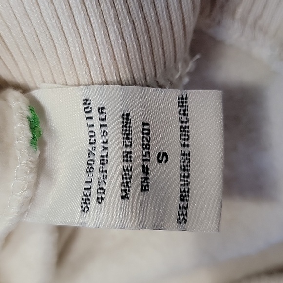 Lazy Sunday Size S Cream with Green Trim "Brooklyn" Hoodie Sweatshirt - Picture 13 of 13